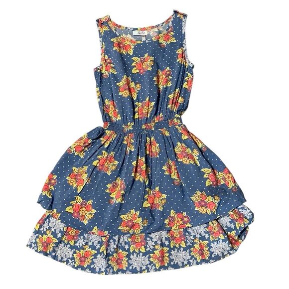 NWT Matilda Jane 435 Girls Rose Polka Dot Top of the Class Tier Dress Sz 12 Blue - Picture 1 of 10